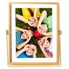 Fabulaxe Modern Metal Floating Tabletop Photo Picture Frame with Glass Cover and Easel Stand, Gold 4 x 6 QI004066.GD.M